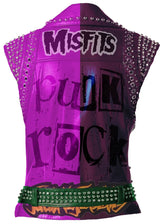 Two Tone Heavy Spiked Punk Rock, Aus Rotten Women's Handmade Vest, Brando Sleeveless Jacket, The Adicts Outfit, Leather Misfit Club Wear,